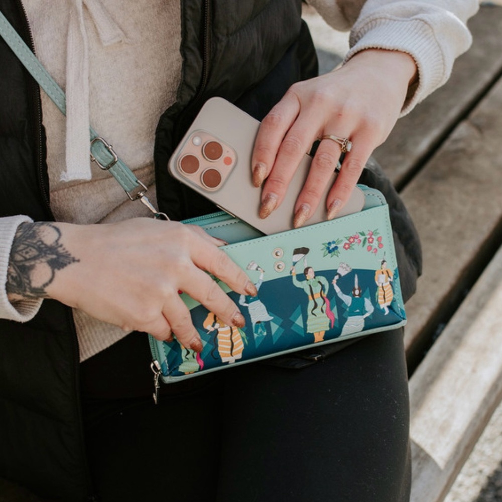 Native Northwest Crossbody Bag Wristlet Wallet Vegan Leather Indigenous Artist - Picture 2 of 16